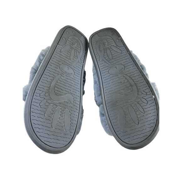 Spesoul Gray Fuzzy Soft Slide-On Crisscross Open Toe Slippers Size L - Picture 5 of 5